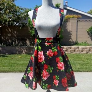 Rose Floral Skirt with Suspenders Straps